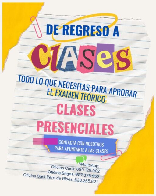 ¡Prepárate para afrontar el examen teórico!
Aprender a conducir no solo es aprobar  un examen, es ganar seguridad y confianza.
✅Profesor especializado
✅Explicaciones fáciles y dinámicas
✅Ejemplos prácticos
✅Ambiente cercano, sin presión
✅Horario flexible 
¡Nuestras clases teóricas presenciales te esperan!👨🏫⚠🚦
📍 Sitges - C/ de Rafael LLopart 20
📍 St Pere de Ribes - C/Nou 34 Local 01
📍 Cunit - Av. Barcelona 71-73 Local 09
#autoescuela #clases #presenciales #examen #examenteorico #examendeconducción #cunit #vilafrancadelpenedes
